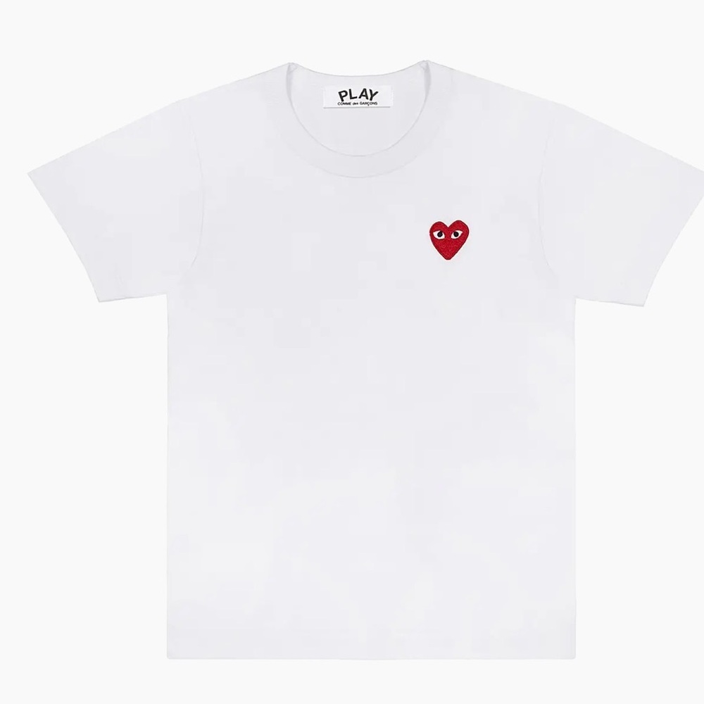 Comme des Garcons White Tee with Red Heart